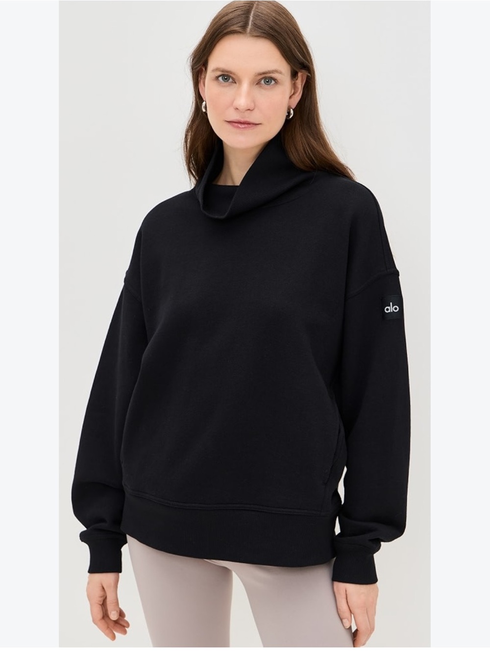 ALO Yoga Hazy Mock Neck Black Turtleneck Sweathirt. Size XS